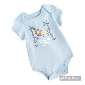 Baby Boy Bodysuit 0-3M Blue Lion “Hear Me Roar” Short Sleeve One-Piece